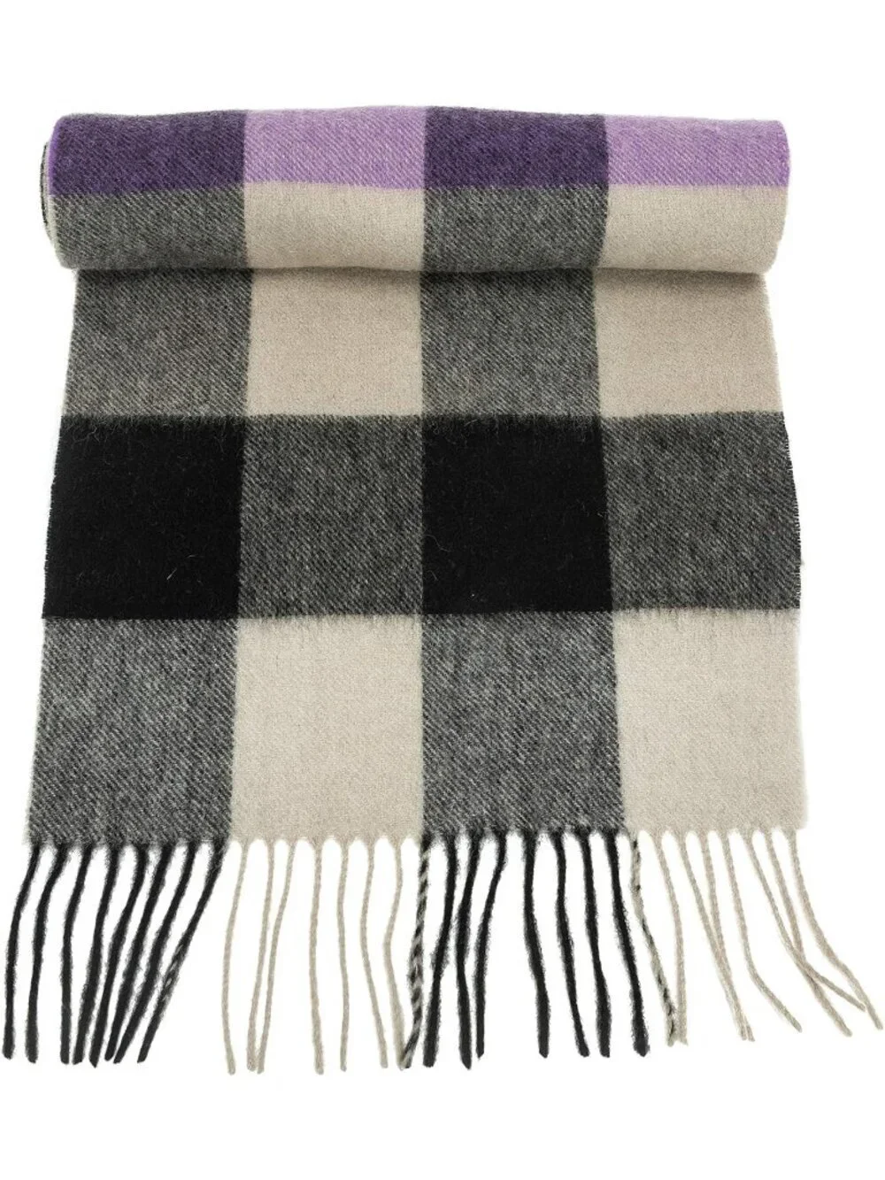 Women's Sepia Wide Plaid Virgin Wool Warm Soft Luxurious Imported Scarf